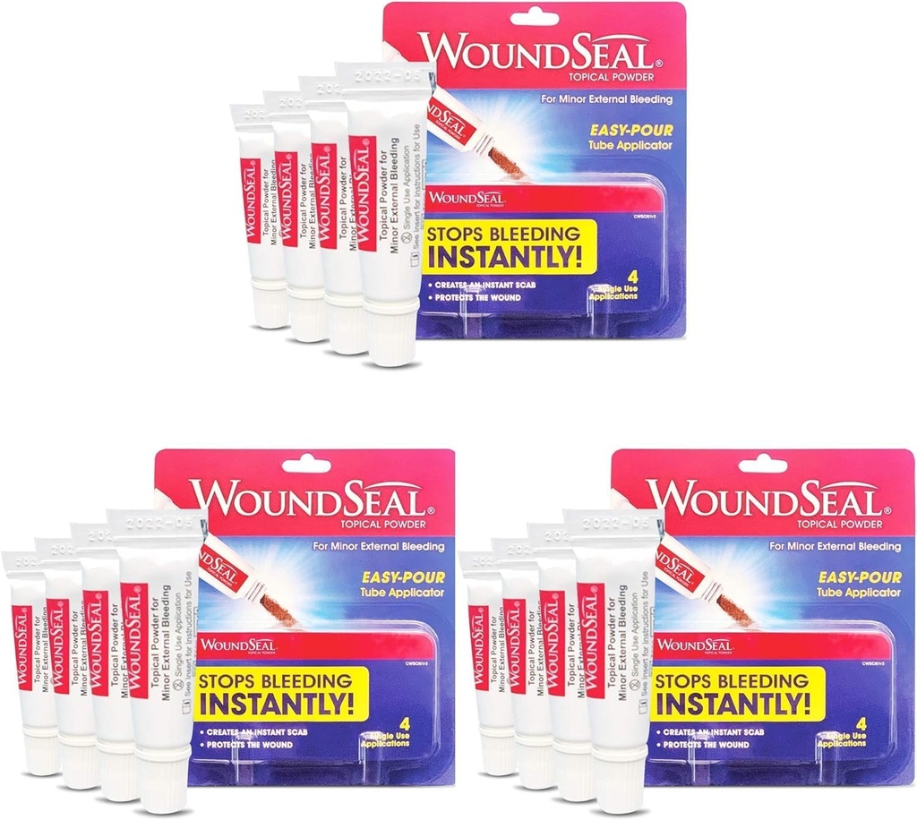 YaraSeal Toz 4 Her (Pazar 3) - Yaralar için İlk Yardım, Yararlar ve Abrasions - Stitches veya Bandages olmadan İkincileri Durdurun - Tüm Çağlar ve Evcil hayvanlar için Güvenli ve Etkili