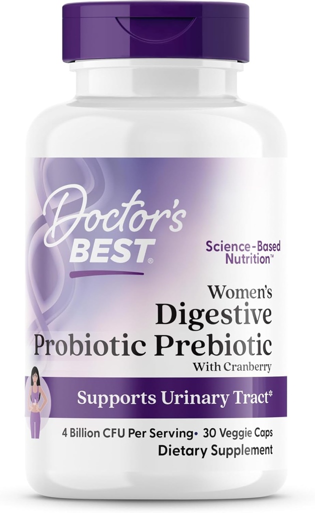 Doktor'un En İyi Kadınları Cranberry ve PreforPro (4 Milyar CFU), Destekler Urinary Tract, Non-GMO, Vegan 30 Veggie Caps