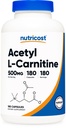 Nutricost Acetyl L-Carnitine (ALCAR) 500 mg, 180 Capsules, 180 Hizmet - Non-GMO ve Gluten Free, 1 Capsule per Service