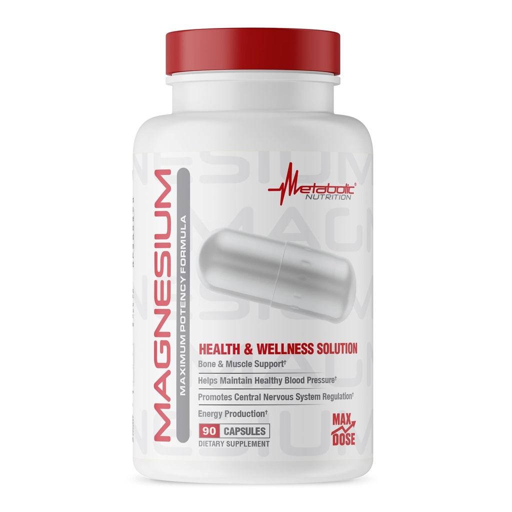 Metabolik Beslenme Magnezyum, hizmet başına 650 mg, Non-GMO, Vegan, Gluten Free, 90 Capsules