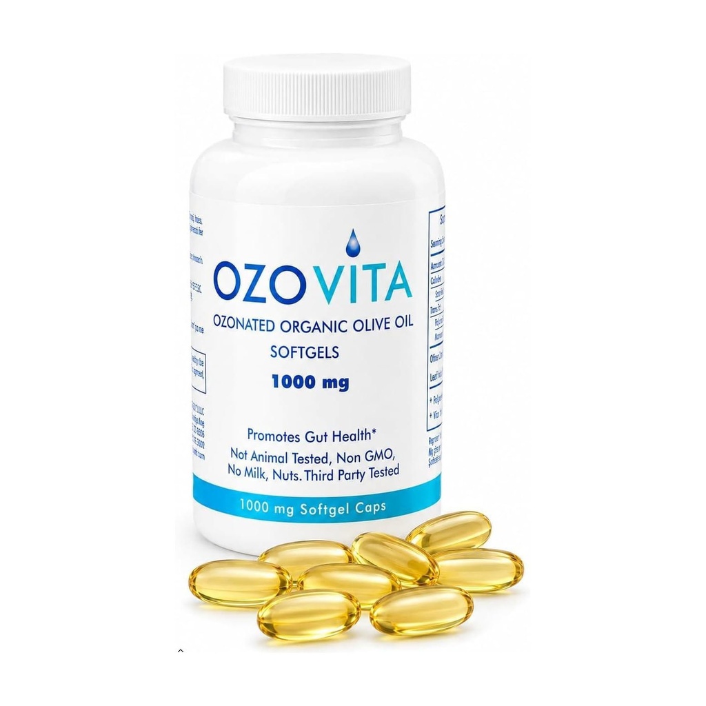 Yüksek Potency Ozonated Organic Ekstra Virgin Zeytinyağı Yumuşakgels 1000 mg | Immune Support & Gut Health | Organik Oksijen Infüzyonu | 60 Softgels