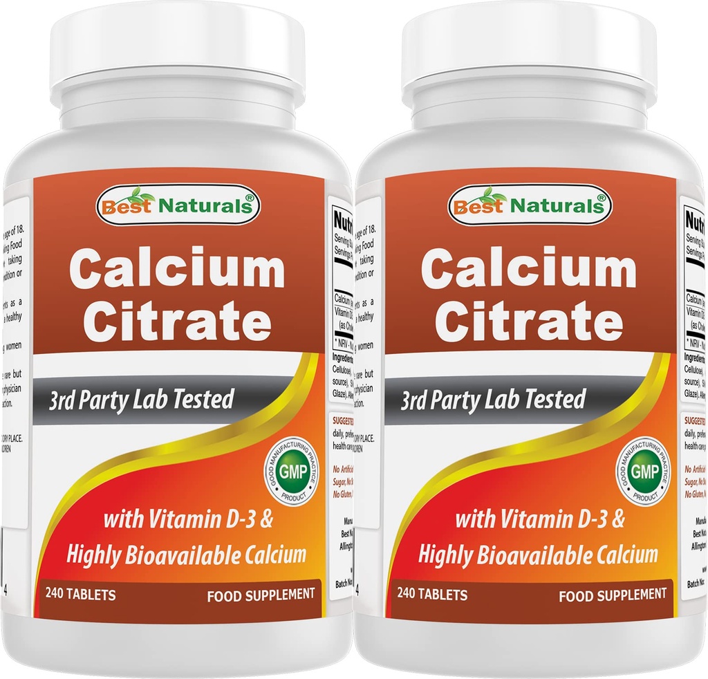 Vitamin D-3 240 Tabletlerle En İyi Doğals Kalsiyum Citrate (240 Kont)