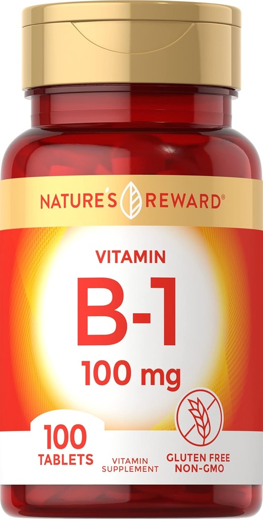 Vitamin B1 100mg (Thiamine) - 100 Count - Vegetarian, Non-GMO & Gluten Free Supplement - by Nature's Reward