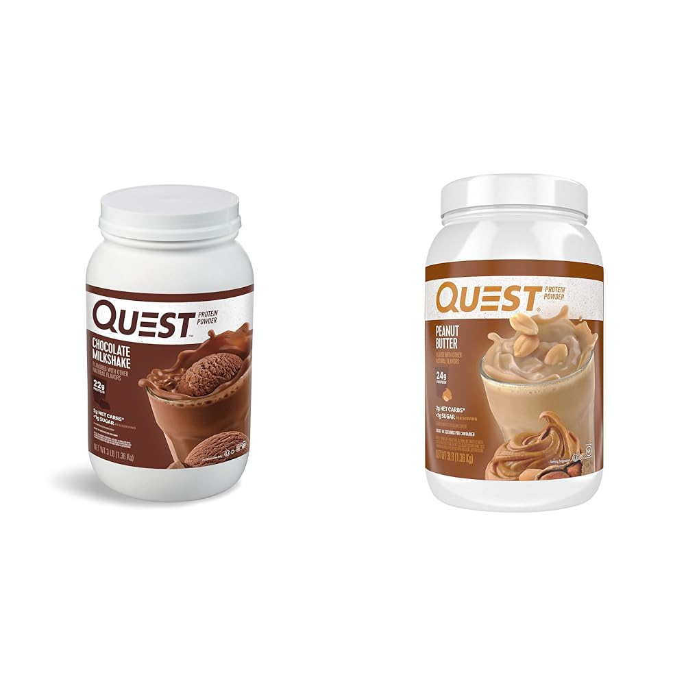Quest Chocolate Milkshake protein Toz, 22g protein, 1g Sugar, Low Carb, Gluten Free, 3 Pound, 43 Hizmet & Peanut Butter Protein Toz, 23g Protein, 1g Sugar, Low Carb, Gluten Free Carb, Gluten Free Carb, Gluten Free, 3 Pound, 43 Hizmet & Peanut Butter Protein Tozu, 23g Protein, 1g Sugar, Low Carb, Gluten Free Carb, Gluten Free Carb, Gluten Free Carb