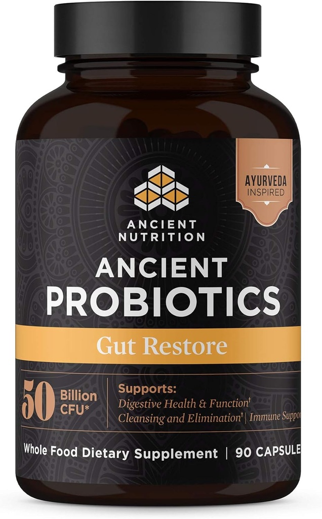 Eski Beslenme Probiyotikleri, Gut 90ct with Ginger and Fenugreek, Supports Digestive Functions, Reduces Diarrhea, Constipation, Gas and Bloating, Superfoods Meeting, 50 Milyar CFUs*/Serving