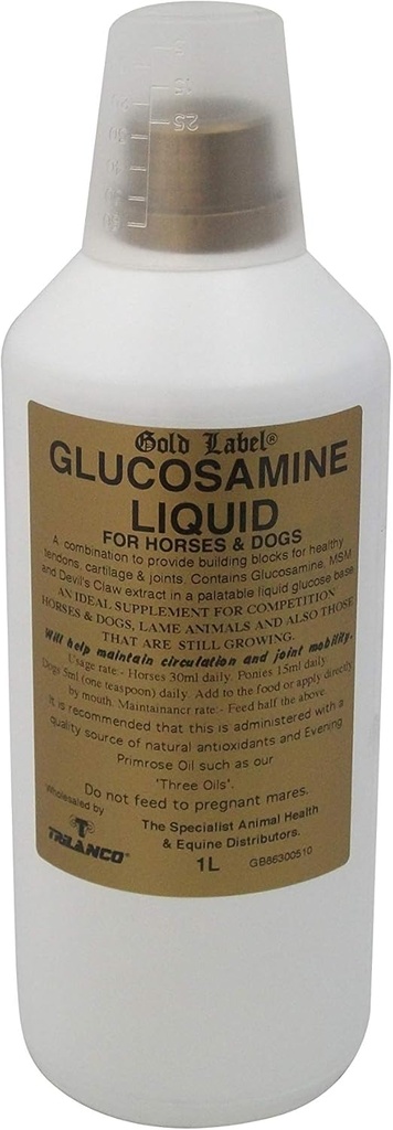 Gold Label Glucosamine Liquid, Horse Supplement, Sağlıklı Ortaklar ve Hareketlilik, 1 Litre