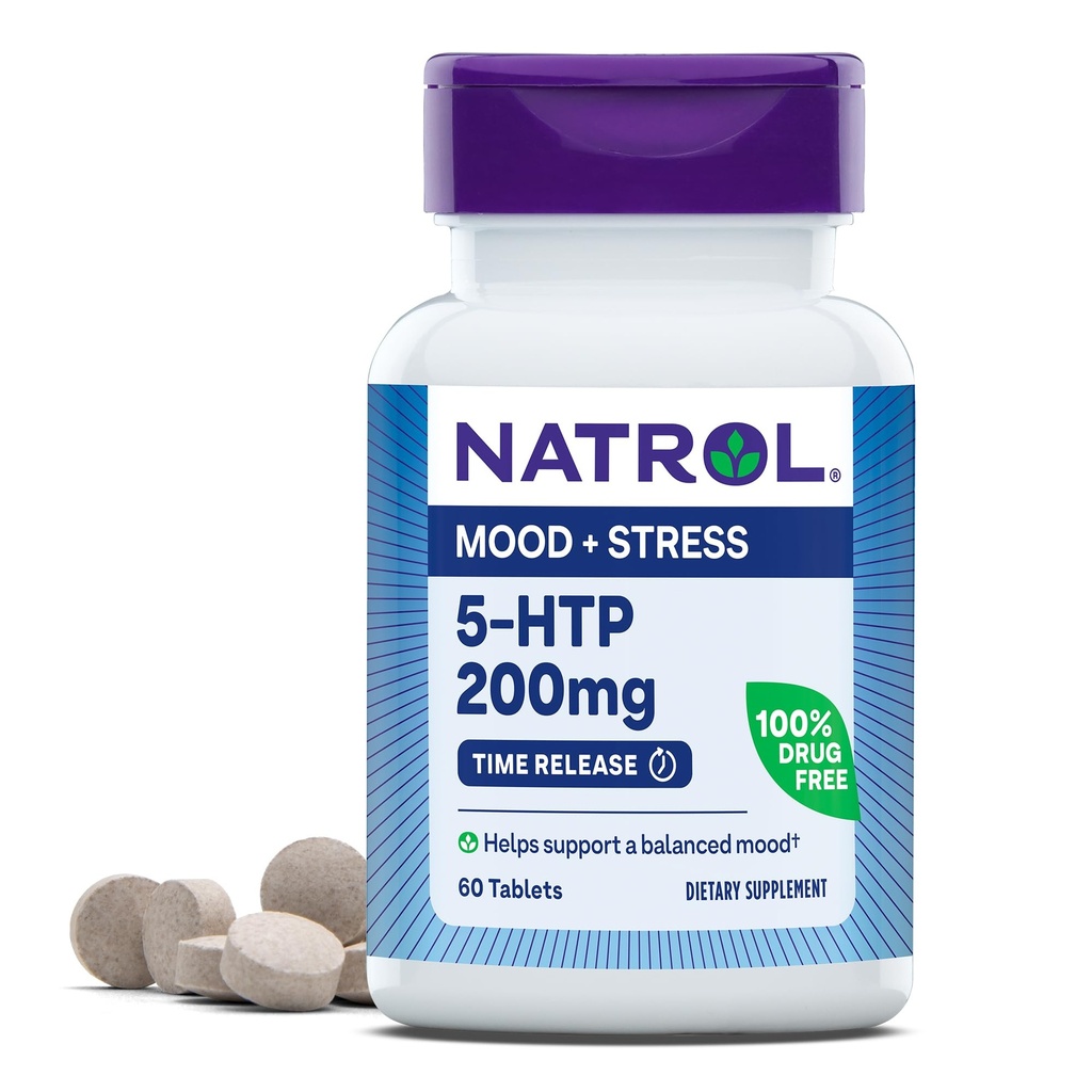 Natrol 5-HTP 200 mg, Diyetsel Supplement Dengeli Bir Mood, 60 Zaman Yayın Tabletleri, 60 Gün Supply