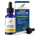 Sıvı B9 Folic Asit Supplements - VIT B Drops for Brain & Digestive Function, Liver Support - Gluten-Free, Non-GMO, Vegan - yetişkinler için Beslenme Supplement - 1 fl. oz.