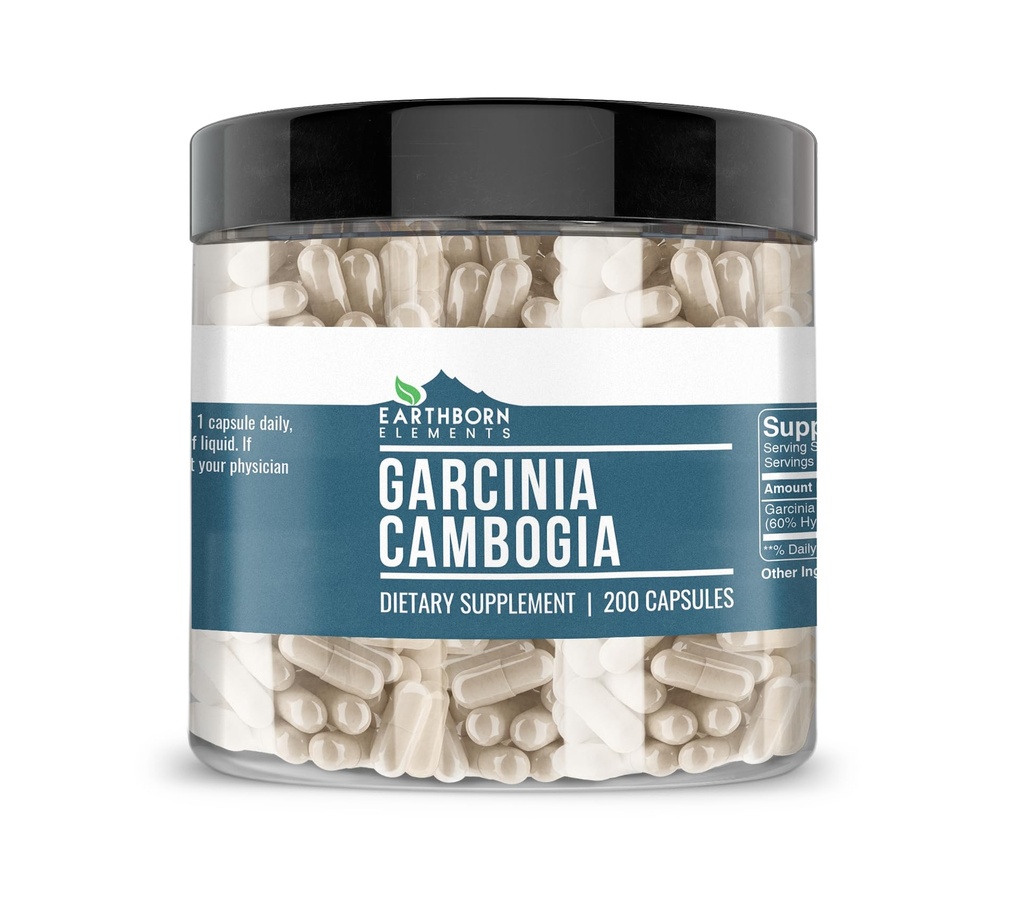 Earthborn Elements Garcinia Cambogia 200 Capsules, Pure & Undiluted, No Additives