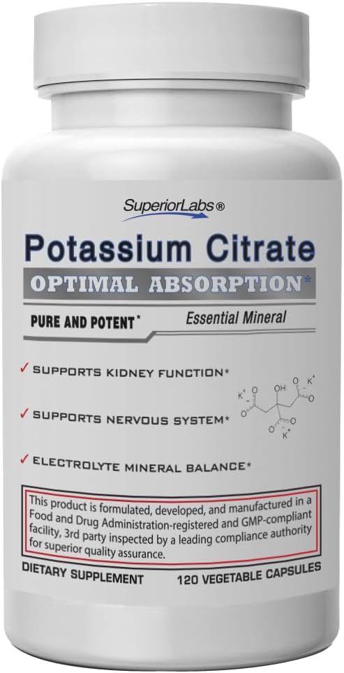 Üstün Laboratuvarlar 100 mg, Pure Non-GMO Electrolyte Mineral, Katkı Ücretsiz, Kidney Stone & PH Support, Kas Cramp Relief, Heart & Nerve Function, alkalining Balance, 120 Veg Caps