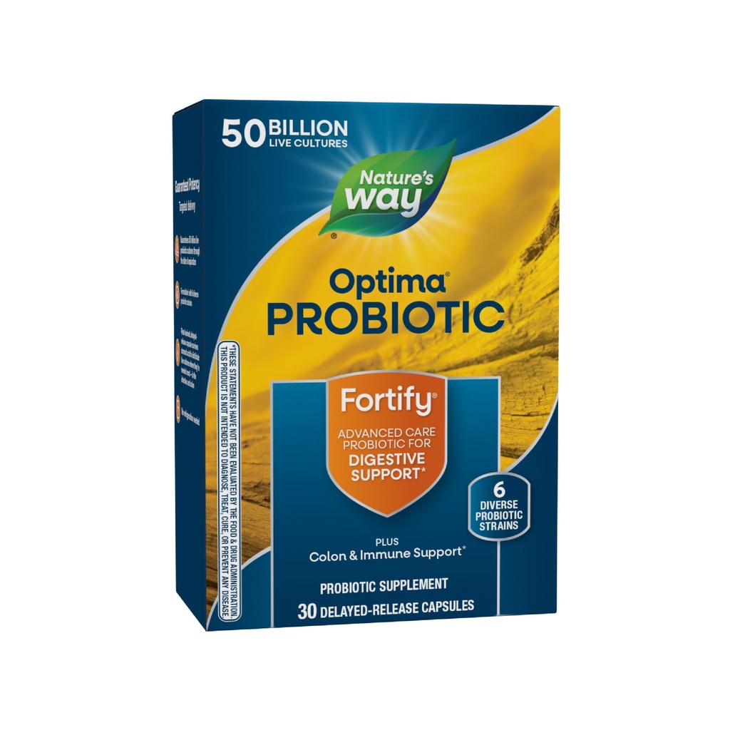 Nature's Way Fortify Optima Probiyotik for Men and Women, 50 milyar Live Cultures, 6 Strains, Supports Digestive and Immune Health*, 30 Capsules (Pazarlama May Vary)