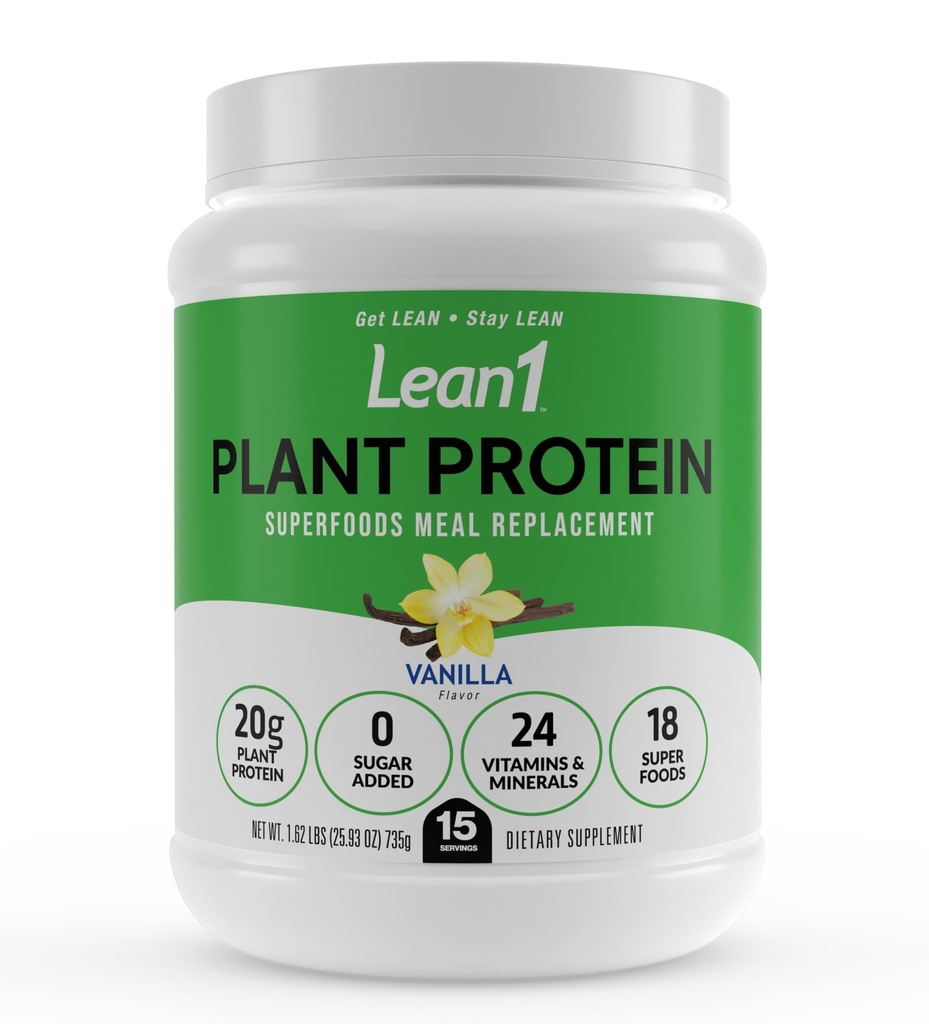 Lean1 Plant Based protein Toz, Mealchange, Vanilla Flavor, Temiz Protein, 15 Hizmet