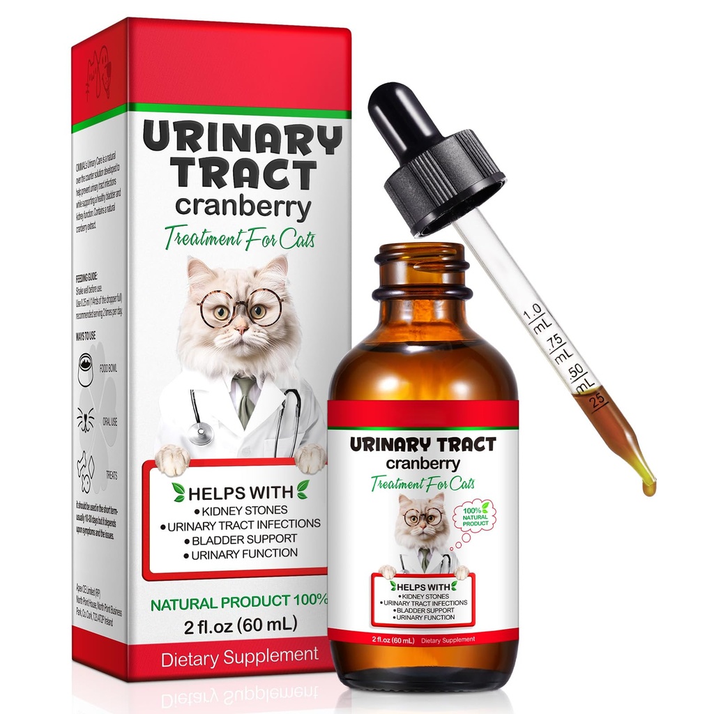 Kediler için Urinary Tract, Doğal Kedi Urinary Tract Enfeksiyon Tedavisi Dayanıklılık Desteği Bladder, Kidney Stone, Cat UTI, Cranberry Kidney Bladder Support Supplement, Chicken Flavor - 60 ml / 2.02oz