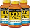 Mason Natura NAC N,Acetyl,L,Cysteine 500 mg, 6 Month Supply, Supports Normal Cellular Health, Immune System Booster for General Wellness, 3 Pack