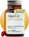 ALGAECAL 4-in-1 Vitamin D3 K2 Tamam - ADK Vitamin Tamam, Immune Support & Bone Health with D3 K2, A, & E - All Body Wellness & Bone Strength, 60 Easy-Swallow Softgels, Made in USA