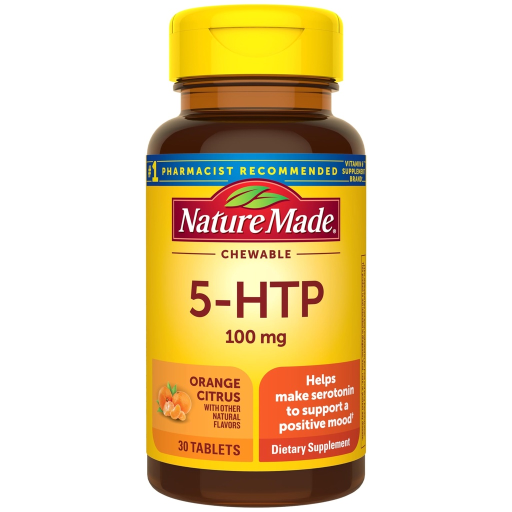 Nature Made Chewable 5HTP 100 mg, 5-HTP Mood Support Supplement, 30 5 HTP Chewable Tabletler, 30 Day Supply