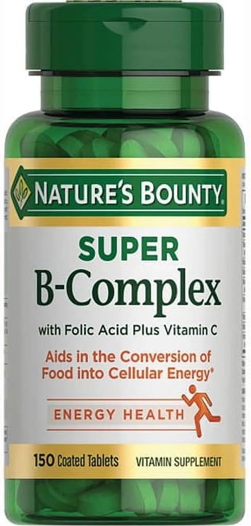 Nature's Bounty Super B-complex with Folic Acid Plus Vitamin C, 300 Tablet (2X 150 Kont Şişe)