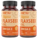 DEVA Organik Vegan Vitaminleri Flax Tohum Yağı - Omega-3, Cold-Pressed & Unrefined - 90 Capsules, 2Pack