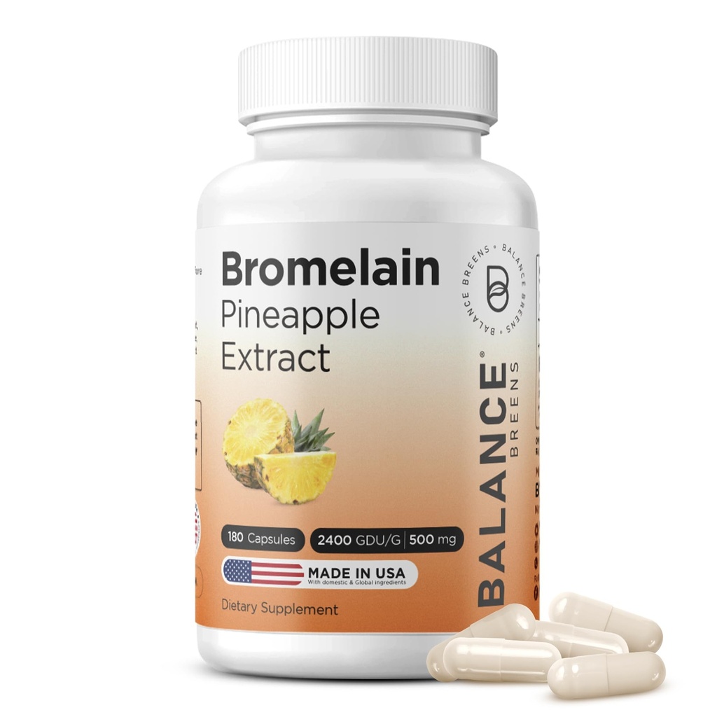 Dengeli Bromelain 500 mg Capsules – 2400 GDU Pineapple Tür Ortak Destek, Doğal Swelling Desteği ve Sağlıklı Digestion – 180 Capsules ABD'de Yapılan