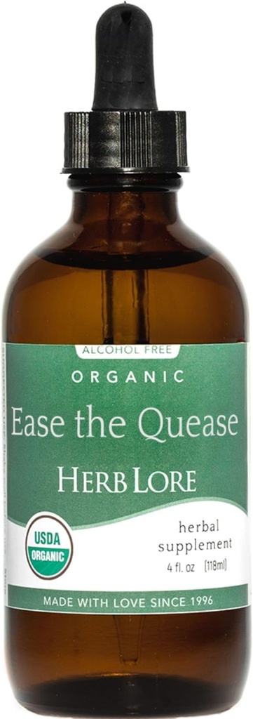 Herb Lore Ease The Quease Tincture - Organik Sıvı Ginger, Peppermint & Fennel Drops to Settle Upset Stomach, Çocuklar ve Yetişkinler için Güvenli - 4 fl oz