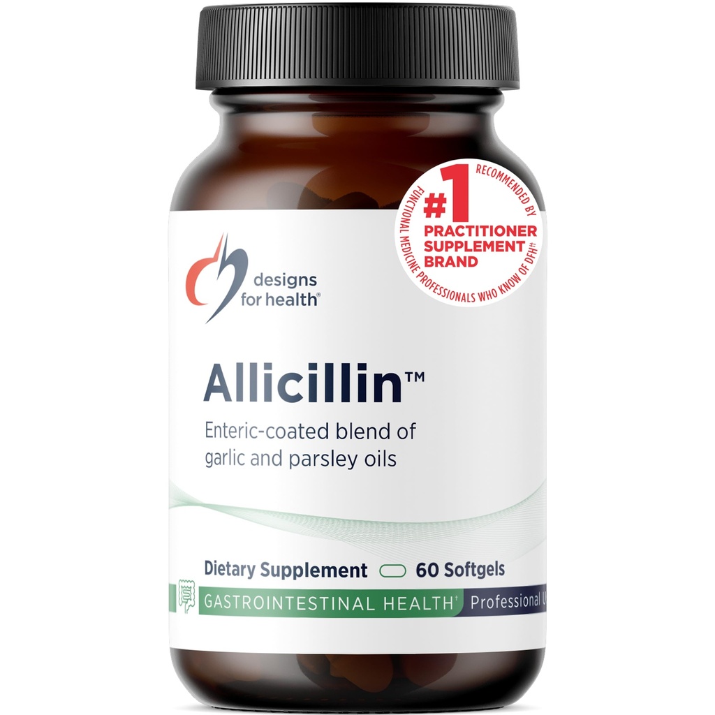 Health Allicillin için tasarımlar - 200 mg Garlic Oil + Parsley Oil - Güçlü Sulfidesli Pills - Odor'u Az-GMO (60 Softgels) azaltmaya yardımcı olmak için dışarı çık.