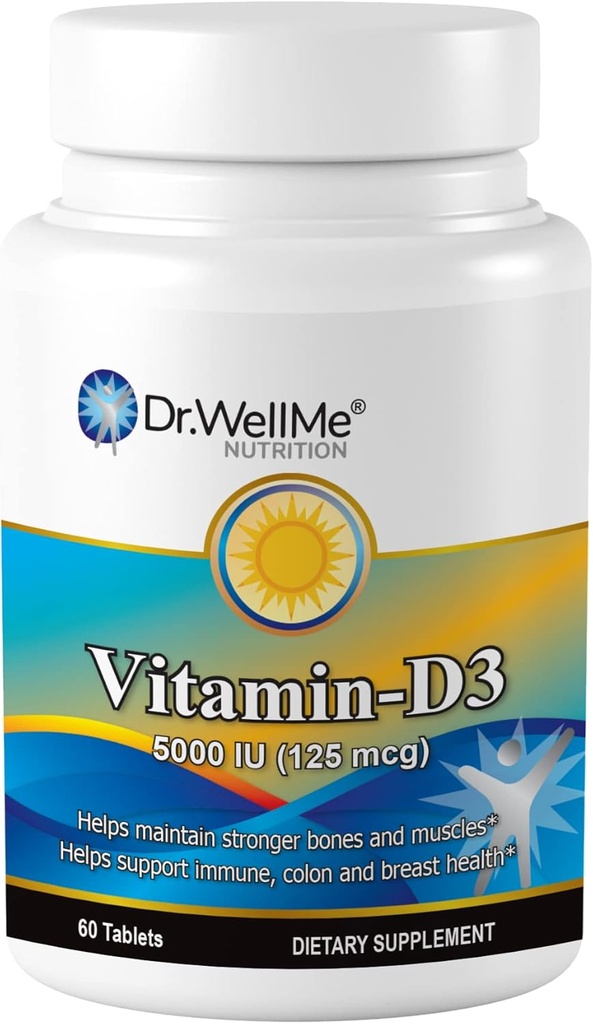 D3-5000 IU, Ekstra Kuvvet Diyeti Kemik, Kas ve Sağlıklı Immune Desteği, 60 Tabletler 2 Ay Supply için Paketlendi