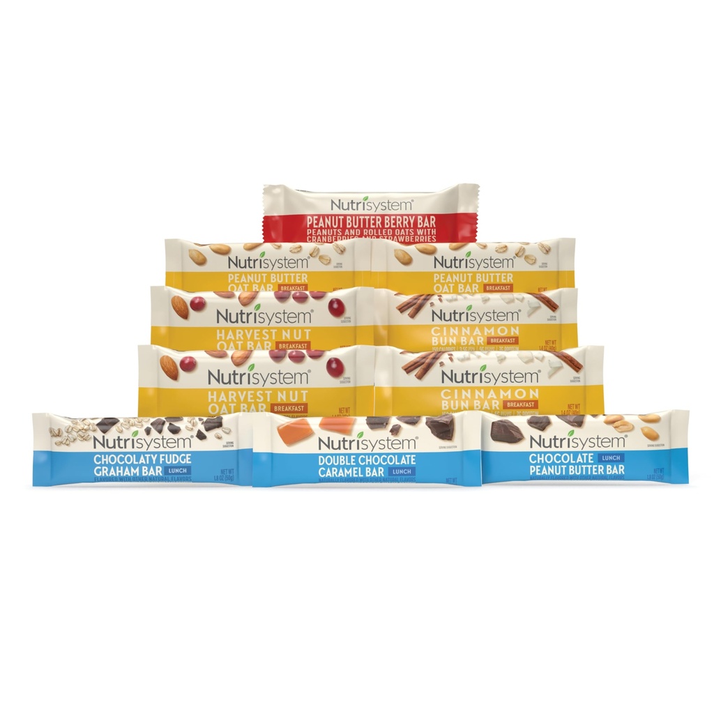 Nutrisystem® Kahvaltı ve öğle yemeği Bar Çeşitli Paketi, Kilo kaybına yardımcı olur - 10 Kont