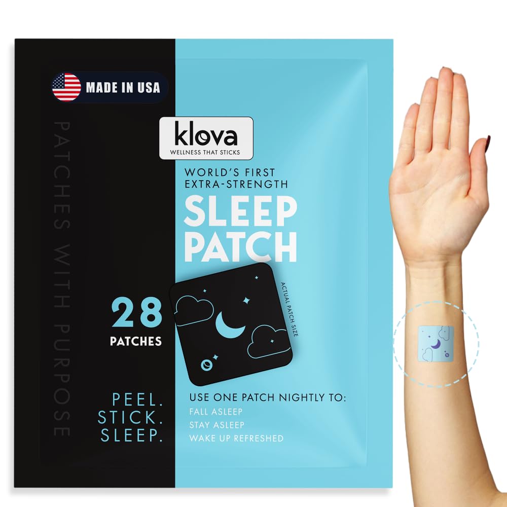 Yetişkinler için Klova Ekstra Güç Uykuları | 6 mg Melatonin, Valerian & L-Theanine | No-Habit-Forming Deep Sleep Support for Men & Women | 28 Patches
