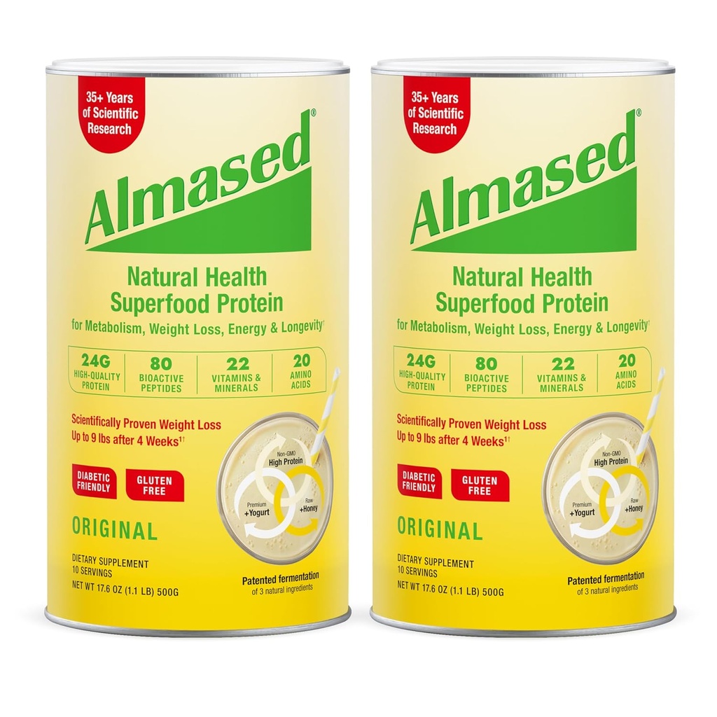 Almased Meal Change Shake - Low-Glycemic High Plant Base Protein Toz- Beslenme Sağlığı Desteği Tamam - Orijinal Flavor - 17.6 oz