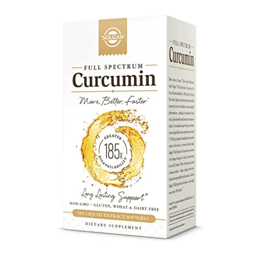 Solgar Full Spectrum Curcumin - 105 LiCaps - Üstün Abhidrasyon - Beyin, Ortak ve Immune Health - Vegan, Gluten-Free, Non-GMO, Dairy Free - 105 Servisler