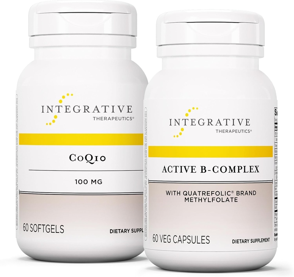 Aktif B-Complex, 60 Capsules & CoQ10 (100 mg), 60 Softgels - Enerji Metabolism'ı Desteklemek için Active B-Complex* - CoQ10 Kalp ve Beyin Sağlığını Desteklemek için *