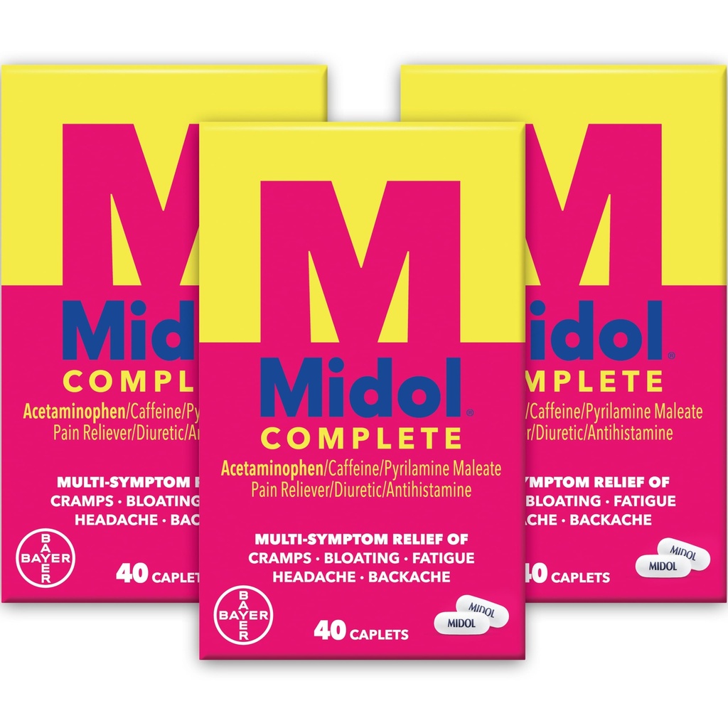 Midol Tamam Menstrual Pain Relief Caplets with Acetaminophen for Period Cramps, and Menstrual Symptom Relief - 40 Count (Pazarlama 3) (Pazarlama)
