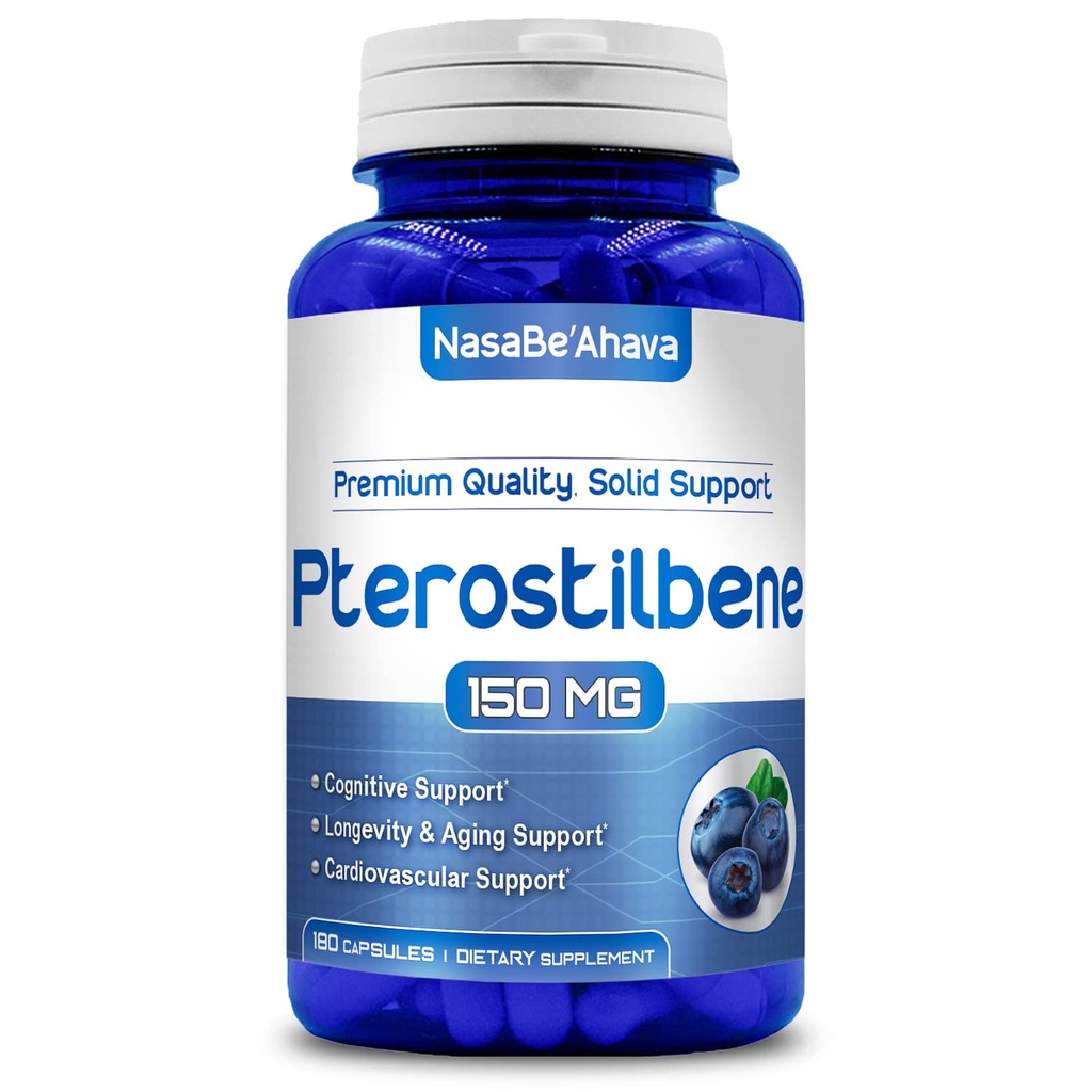 Ekstra Kuvvetli Pterostilbene Supplement | Vegan Dostu 150 mg Pterostilbene Capsules | Antioksi Supplement for Aging Heart Immune and Brain Support | Made in the USA (180 Day Supply)