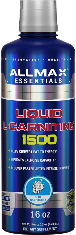 ALLMAX Beslenme Sıvı L-Carnitine 1500 + Vitamin B5, 16 oz / 473 ml (Mavi Raspberry)