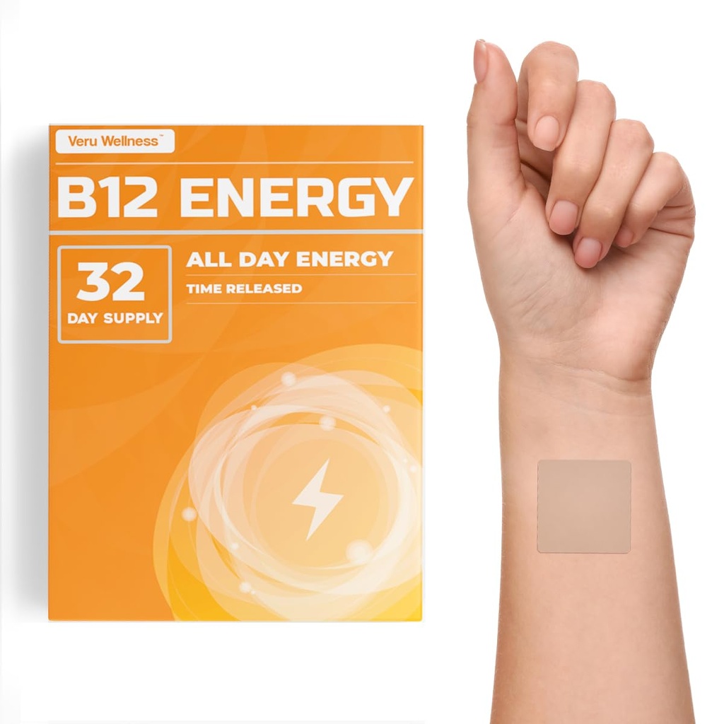 Veru Wellness B12 Energy Patch - Energy, Focus - B12, C, B6, Iron, Guarana ve Garcinia Cambogia - Dışsal Sadece 32 Count