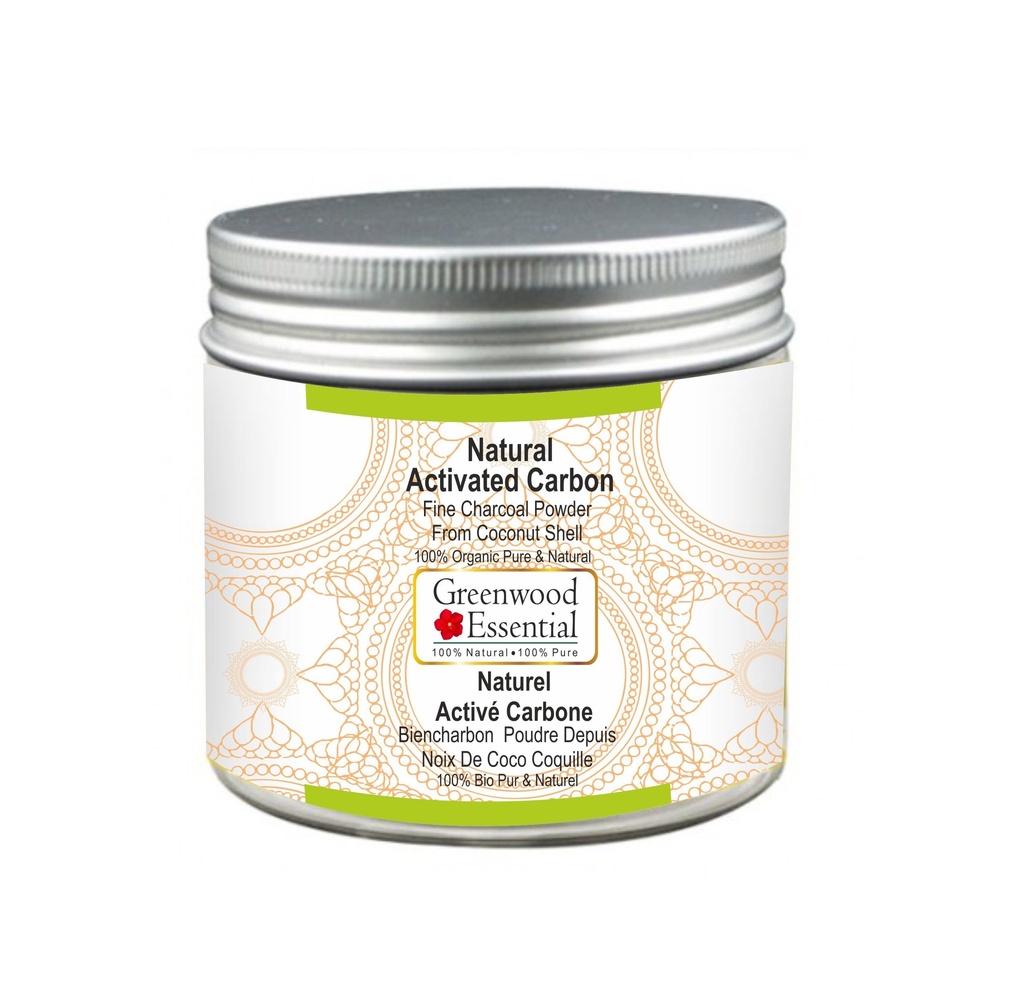 Greenwood Essential Natural Aktif Karbon Fine Charcoal Tozu Coconut Shell %100 Organik Pure & Natural 100gm (3.5 oz)