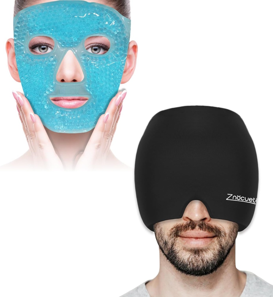 ZNÖCUETÖD Log of Gel Beads Buz Yüz Maskesi Headaches, Puffy Eyes, Redness ve Migraine Headache Relief Cap Hat, Head ice Pack Soğutma Gel Ice Beanie Cold Cap
