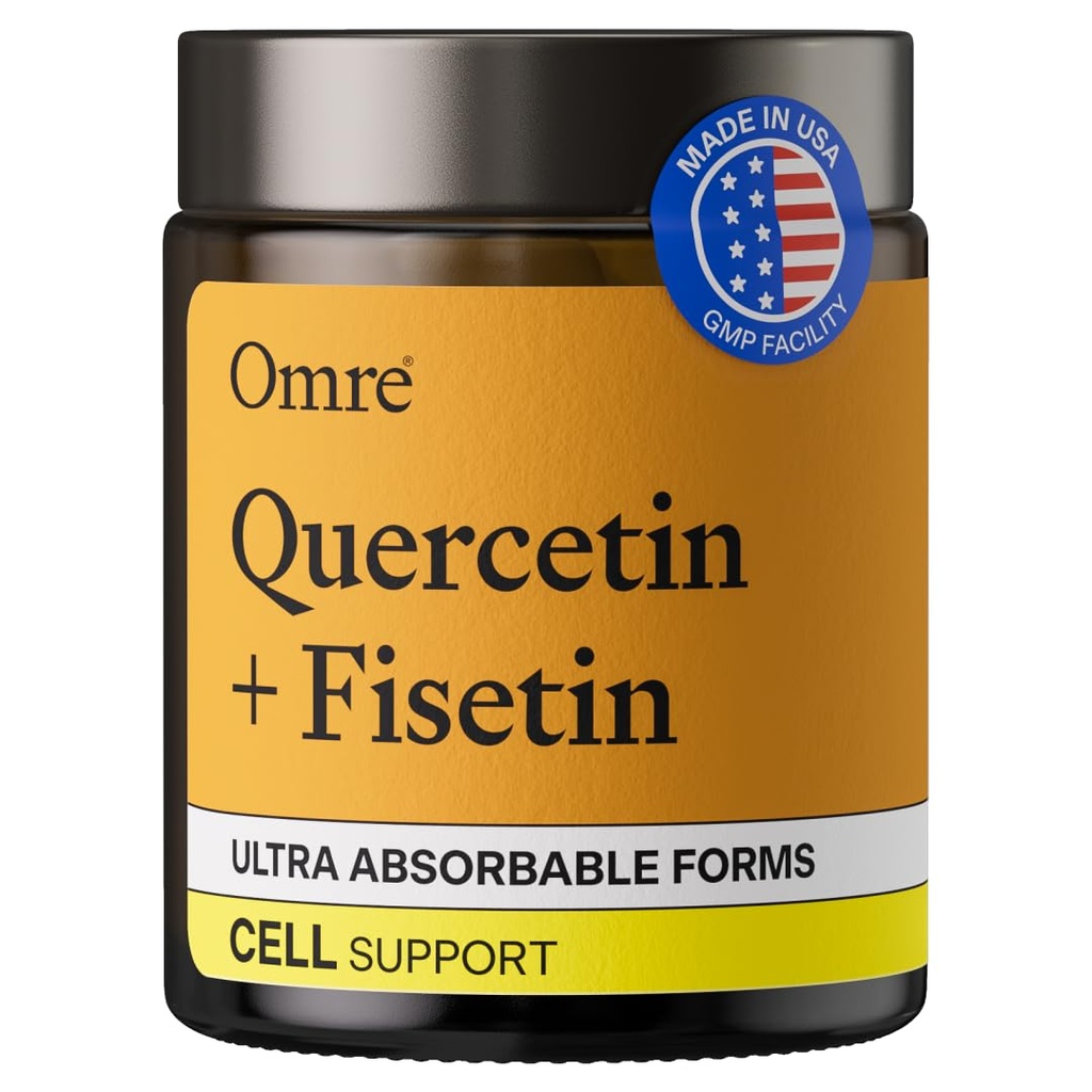 OMRE Quercetin ve Fisetin Supplements - Aging Support için Üçüncü Partili Test Edilmiş Senolytic Supplements - 500 mg Quercetin Phytosome and 100 mg Fisetin - Highly Bio available Forms