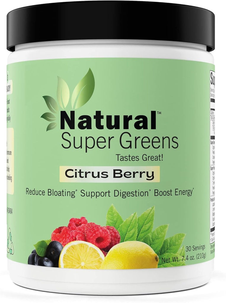Super Greens Toz Organik / Yeşil Tamamlar - Büyük Tasting Meyveler ve Sebzeler Suyu & Smoothie Mix Probiyotiks & Digestive Enzymes & Chlorella (Citrus Berry)1 item,7.4 Ounce