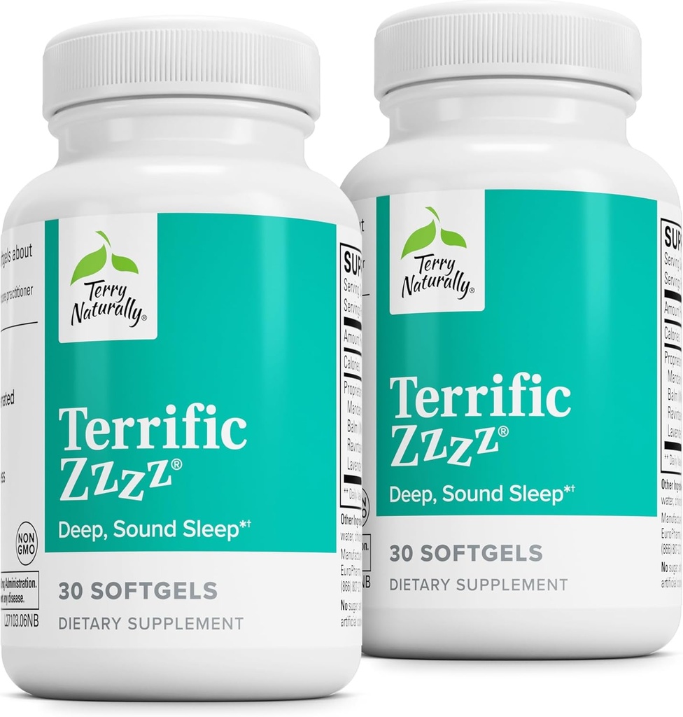Terry Natural Terrific Zzzz - Yetişkinler için Uyku Tamamı - Mandarin, Lemon Balm & Lavender - Non-GMO Relaxation & Sleep Relief - 30 Softgels (2 Pack)