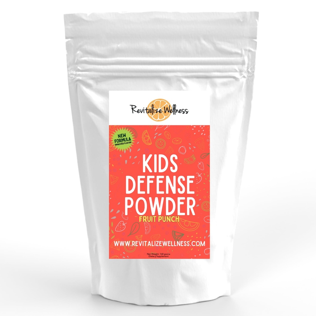 Kids Defense Powder | New Formula, Improved Flavor | Orthomolecular Dose of 1000 mg Vitamin C and 250 mg B3 | Pure, Corn Free, & GMO-Free | Fruit Punch Flavor | 120 Servings