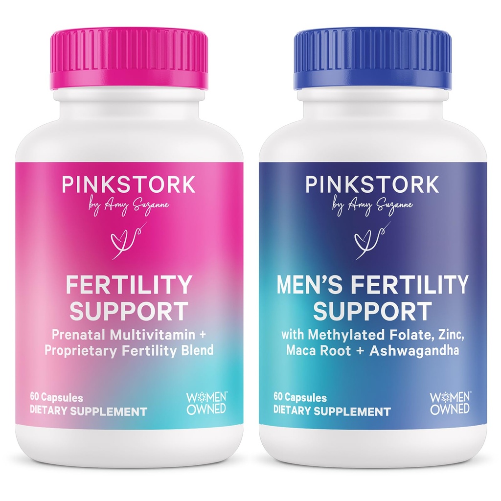Pink Stork & Blue Stork His ve Hers Ferttitude Sche: Kadınlar için Fertness Supplements, Ferttitude Prenatal Vitamin, Vitex, Inositol, Folate, Vitamin B6, 60 Capsules
