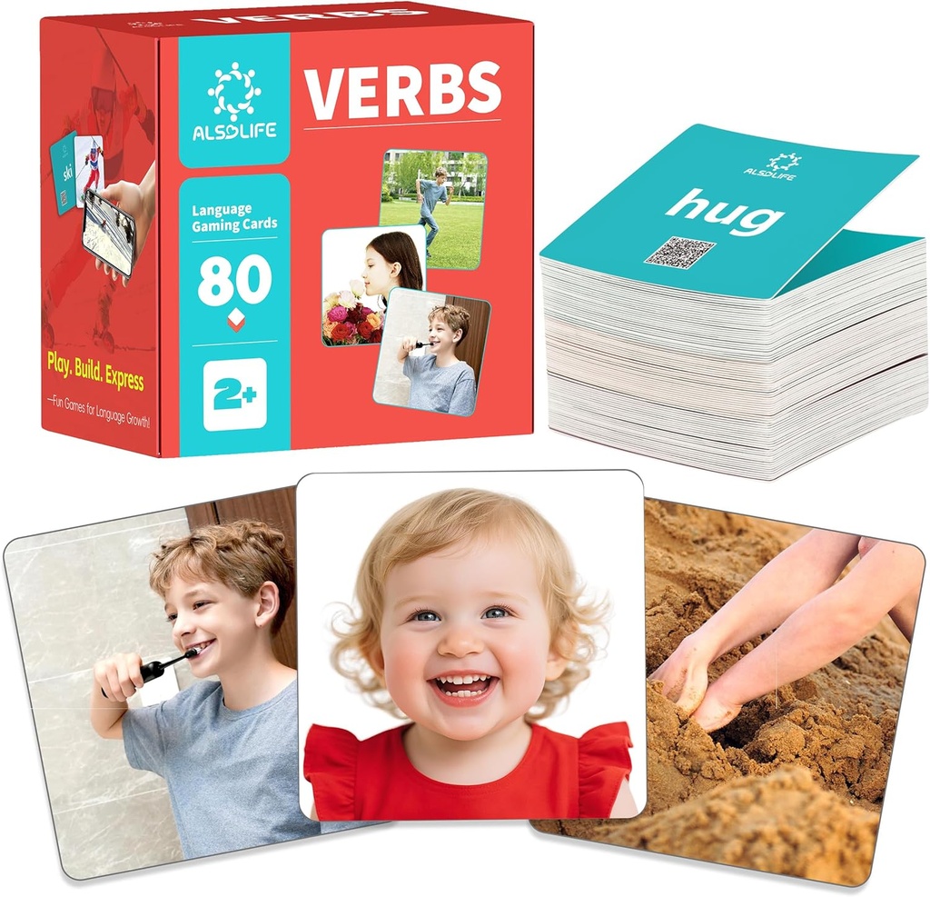 Action Videosu ile 80 Verb Kartları - Konuşma Terapisi için Doğru Kartlar - Verb Toddler Öğrenme Kartları Eylem Sözleri için Flash Kartları - Konuşma Terapi Oyunları için Resim Kartları