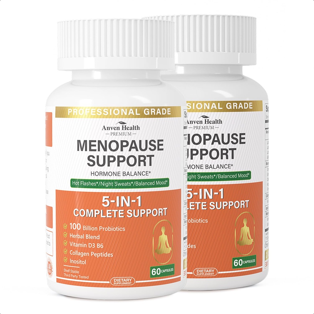 Women Menopause Probiyotiks Relief,Vitamin D3 & B6, Supports Hot Flashes, Gece Ters, Bloating & Gut Health with Black Cohosh, Collagen | 180 Veggie Caps