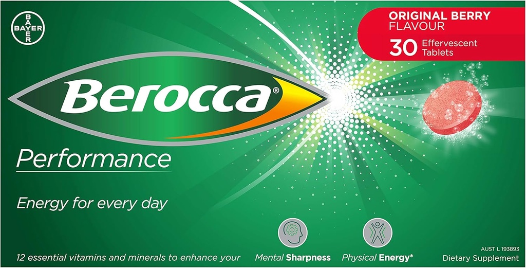 Berocca Performans 30 Effervescent Tabletler- Original Berry Flavor International Version Caffeine Free
