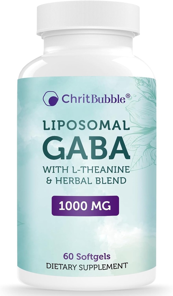 Liposomal GABA L-Theanine 200 mg ile 1000 mg, Yüksek Aborpsiyon,Ashwagandha,Chamomile,Tart Cherry Herbal Supplement for Yetişkinler,60 Softgels,Non-GMO,Gluten Free Aborps
