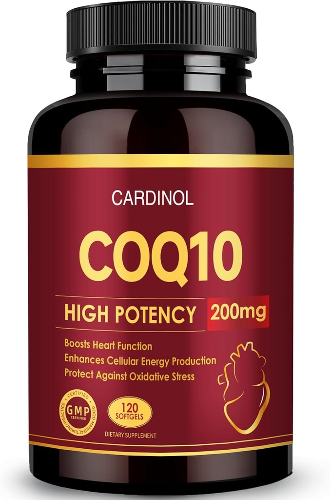 PQQ & Omega 3 ile CoQ10 200 mg Softgels, maksimum Abhidrasyon Coenzyme Q10, Kalp ve Enerji Sağlığı için Güçlü Antioksi, 120, 4 Ay Supply, Non-GMO
