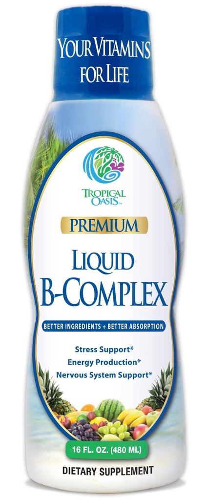 Premium Liquid B Kompleks Vitamin- Fast Absorbing Liquid B-Complex Supplement w / all 8 B-vitamins, PLUS energating bitkisel blend w/JP, Ginkgo ve Eleuthero Root - Vegan, NON-GMO - 16oz, 32 Serv
