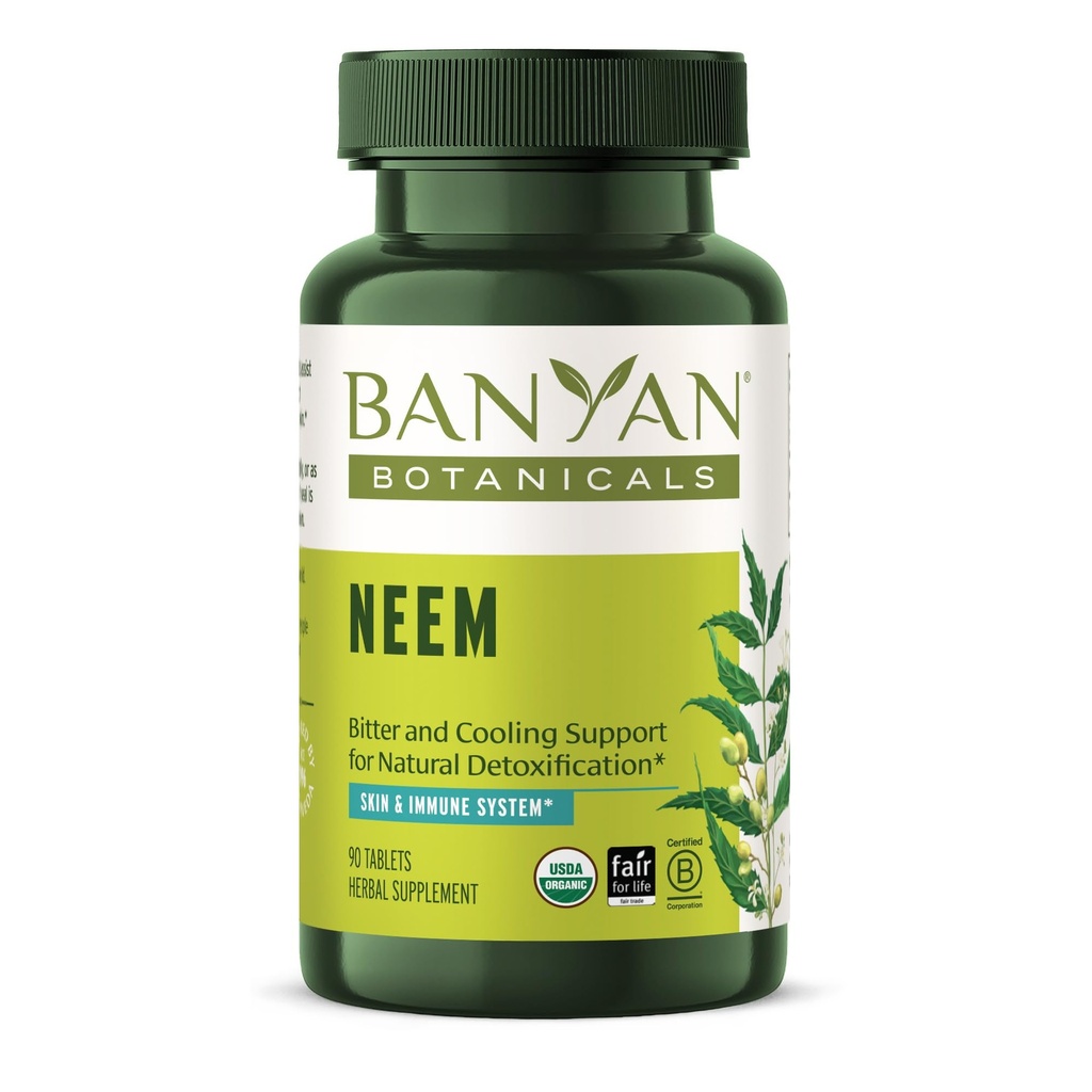 Banyan Botaniks Neem Tabletleri – Organik Neem Leaf (Azadirachta Indica) – Doğal Detoxification, sağlıklı Skin ve Immune Health* – 90 Tabletler – Non-GMO Sustainable Sourced Vegan