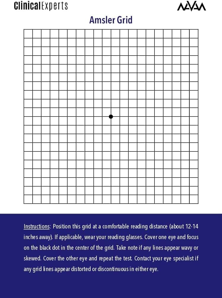 Amsler Eye Grid Manyetik Arka ile - Günlük Vizyon, Klinik Uzmanlar tarafından Macular Dejenerasyon ve Glaucoma Hastaları için Araç